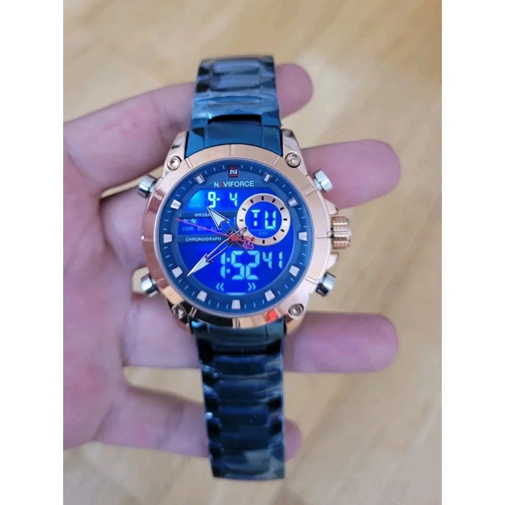 Naviforce Dual Display Watch in Stainless Steel For Men‎